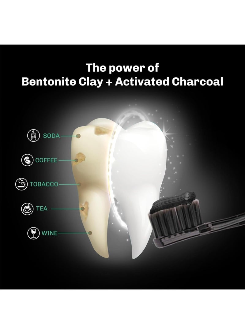 Bentodent toothpaste - Teeth Whitening Products | Activated Charcoal Mint Teeth Whitening Toothpaste | Enamel Safe, Natural | Foam free, Fluoride Free - (Pack of 2 Teeth Whitening Products) - Image 2